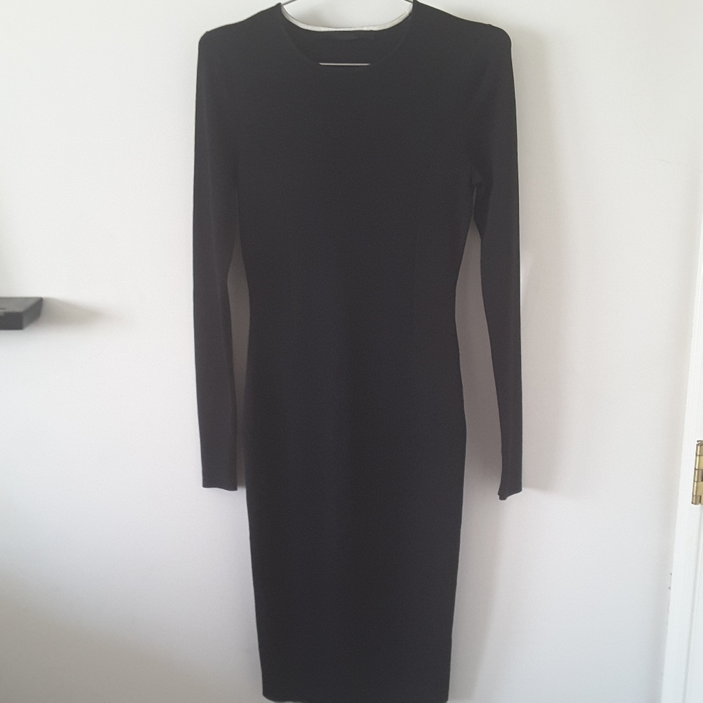 Karl Lagerfeld Long Sleeve Knit Column Midi Dress
